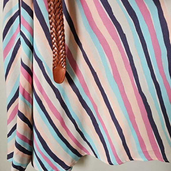 EUC LC LAUREN CONRAD STRIPED SHORT SLEEVES SWING STYLE SHORT DRESS SIZE M - Picture 10 of 16